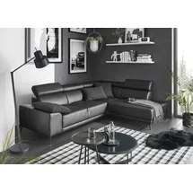 Candy Eckcouch Leder 3-Sitzer Schwarz