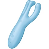 Satisfyer Satisfyer, Threesome 4', 14 cm, mit App, 3 Motoren, für Klitoris- und Schamlippenstimulation, Farbe:blau