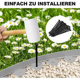 Woltu Flexible Rasenkante Kunststoff mit 60 Erdanker, Garten Beeteinfassung Länge 20 m, Höhe 5 cm, Rasenbegrenzung Wurzelsperre System, Grau