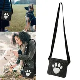 Hunde Leckerli Tasche Spruch Pfote anthrazit 22,5x19x1,5cm Filz Umhängetasche Reißverschlussfach - Grau