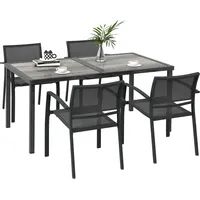 Outsunny 5 tlg. Sitzgruppe Gartenmöbel-Set, Gartengarnitur mit 1 Esstisch,
