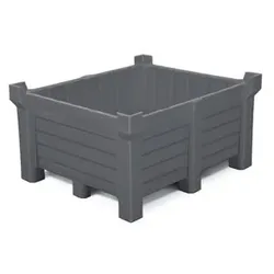 Stapelbehälter PolyPro aus PE, 400 Liter Inhalt, 360 Liter Auffangvolumen, geschlossen, grau