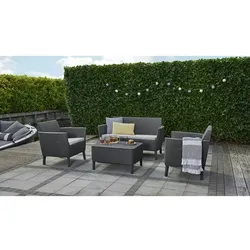 Allibert Garten-Sofagarnitur 8-tlg. Salemo Graphitgrau 236629
