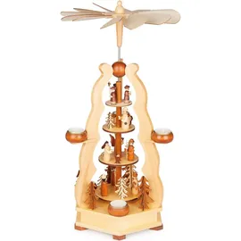 Brubaker Weihnachtspyramide aus Holz - Pyramide mit Könige, Sternsinger, Maria, Josef Jesus - 55 cm Teelichtpyramide für Weihnachten - Tischpyramide für 6 Teelichter Handbemalt