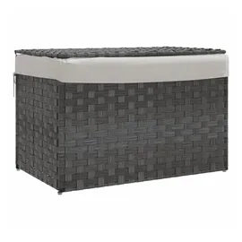 vidaXL Wäschekorb mit Deckel Grau 46x33x60 cm Poly Rattan