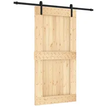 vidaXL Schiebetür rechts 100 x 210 cm Natürlich/Schwarz