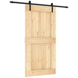 vidaXL Schiebetür rechts 100 x 210 cm Natürlich/Schwarz