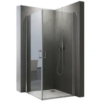 Boromal Eckdusche Duschkabine Eckeinstieg mit Doppel Pendeltüren Duschwand Schwingtür, BxT: 80x80 cm, Sicherheitsglas, 6mm ESG Glas Duschtrennwand Drehtür 80 cm x 195 cm x 80 cm