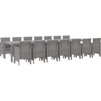 VidaXL Garten Essgruppe 15 pcs Hellgrau Poly Rattan