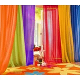 WPM Vorhang-Set für Spielzimmer, Kinderzimmer, Schlafzimmer und mehr, 6-teilig, durchscheinend, Regenbogenfarben, Orange, Rot, Lila, Hellgelb, Marineblau, Vorhänge (114,3 cm lang)