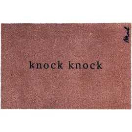 Mad About Mats Fußmatte Amira, Türvorleger, Haustür, Outdoor und Indoor, mit Spruch Knock Knock, Dusty Pink, Maschinenwaschbar, Pflegeleicht, rutschfest, 50 x 75 cm
