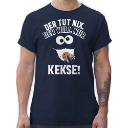 Shirtracer T-Shirt Der tut nix. Der will nur Kekse! Krümelmonster Cookie Monster Keksmons Karneval Outfit blau M