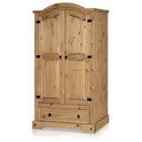 Kleiderschrank Massivholzschrank Schrank 2T2SK B102 cm TURANO Kiefer Mexiko-Stil
