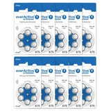 everActive 675, 60 Stück, Hörgerätebatterien, hohe Leistung, Zink-Luft-Batterien, 10 Blisterkarten, 4-jährige Haltbarkeit, blau, Ultrasonic PR44