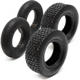 Wiltec 2x Reifenmantel 2x Schlauch für Aufsitzmäher/Rasentraktor 16x6.50-8 4PR Winkelventil