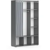 Vicco Kleiderschrank Luigi Grau 105.8 x 178.1 cm mit Vorhang-Kleiderstange