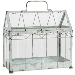 Gewächshaus M im Vintage-Stil aus Eisen & Glas, 36,1x19,5x37,7cm