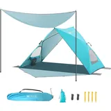 Pop-Up Strandmuschel 2-4 Personen Blau UV-Schutz UPF