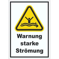 Aufkleber Warnung starke Strömung A2 (420x594mm)