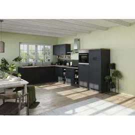 kochstation Winkelküche L-Form 240 cm grau