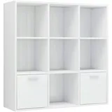 vidaXL Bücherregal Hochglanz-Weiß 98x30x98 cm Holzwerkstoff