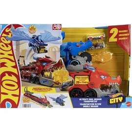 Hot Wheels JBM72 Hot Wheels City Ultimativer 2-in-1 Drachen Transporter Spielset
