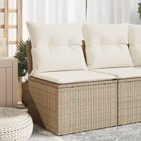 SECOLI Gartensofa mit Stauraum Rattan Sofa Gartensofa ohne Armlehnen Lounge Sofa Outdoor Kleines Balkon Sofa Balkonmöbel Rattansofa Polyrattan Gartenmöbel Set Balkon Lounge Garten Loungesofa Beige