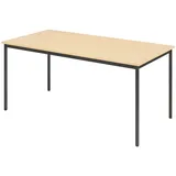 bümö Kantinentisch Serie-V 160 x 80 cm in Ahorn/Schwarz - Besprechungstisch, Konferenztisch, Meetingtisch, Mehrzwecktisch, Pausentisch,