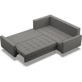 mebligo Rechts Ecksofa mit Schlaffunktion, Ottomane, Dunkelgrau - Grau