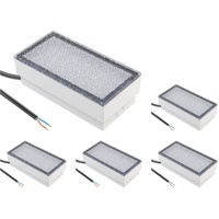 ledscom.de 5 Stück LED Pflasterstein Bodeneinbauleuchte CUS für außen, IP67, eckig, 20 x 10cm, 2,9 W, 228lm, kaltweiß