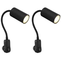 Bmf-versand Wandleuchten 2er Set Wandlampe Steckdosenlampe Schwarz - Schwarz