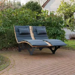 HOME DELUXE - Wellenholzliege TAIGA - 2x Auflage,Farbe: Anthrazit, ca. 190 x 60 x 4 cm I Waldsofa Schwunliege Relaxliege