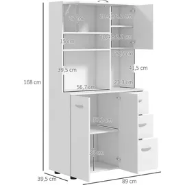Homcom Küchenbuffet 89 x 39,5 x 168 cm Weiß