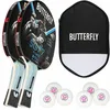 Butterfly 2x Timo Boll SG77 Tischtennisschläger + Tischtennishülle + 6x TT Bälle bunt No Size