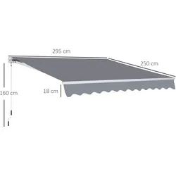 Outsunny - Markise - 295Lx250Wx0Hcm - Grau