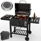 ONBEST Holzkohlegrill Grillrost aus Gusseisen XXL BBQ Camping Smoker Stand Grill