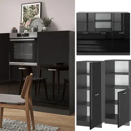 Vicco Küchenzeile R-Line 180 cm Schwarz Hochglanz