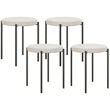 MC Star Küchenstuhl 4er-Set Esszimmerhocker, stapelbar Esszimmerstühle (Küchenstuhl mit gepolstertem Sitz, Samtoptik, Sitzhocker für Küche, Esszimmer, 4 St) weiß