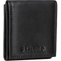 STILORD 'Cody' Wiener Schachtel Leder mit Geldscheinfach kleines Portemonnaie Mini Geldbörse Slim Wallet Vintage Münzbörse Münzetui Echtleder, Farbe:schwarz