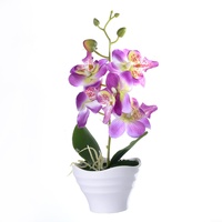 ARMYJY Orchidee Pflanze Künstliche Orchidee Gefälschte Blumen Lila Phalaenopsis im Topf, Künstliche Blume im Topf für Zuhause Hochzeit Party Dekor