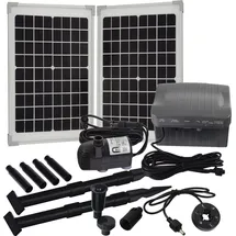 Agora-Tec Agora-Tec® Solar Springbrunne Teich - Pumpe - Set mit Akku und LED Licht 20W-BL-V2.0