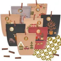 LuxusKollektion Adventskalender zum Befüllen 24er Set Papiertüten mit Aufklebern