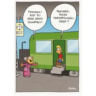 modern times Postkarte CARTOON - Motiv: VERSPÄTUNGEN, Anlass: Fun Cartoon/Satire, Künstler/Verlag: KÖPENICKER CG © RUTHE, Ralph, Größe: A6