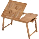 Tectake Laptoptisch aus Holz, höhenverstellbar, mit USB-Doppellüfter, 55 x 35 x 26 cm braun