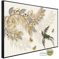 papermoon Infrarotheizung »EcoHeat - Muster mit Blumen und Vogel«, Matt-Effekt - bunt