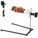 Onlyfire Edelstahl Spanferkelgrill mit Motor, Elektrischer Drehspieß, Höhenverstellbarer Spießgrill, Grillspieß Set für Feuerstelle, Lagerfeuer und Holzkohlegril, 3-Fach Stromversorgung