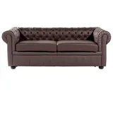 Beliani Sofa, Dunkelbraun, Leder, 3-Sitzer, 195x70x75 cm, Wohnzimmer, Sofas & Couches, Sofas, Chesterfield Sofas