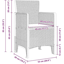 vidaXL Garten Essgruppe 5 pcs Anthrazit Polt Rattan - Grau