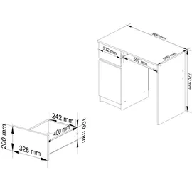 Akord Piksel Links In Der Farbe: Eiche Artisan, Holzwerkstoff, Nachbildung, Holz Optik, 3 Fächer, 1 Schubladen, Rechteckig,Rechteckig, 90x77x50 cm, Arbeitszimmer, Schreibtische, Computertische