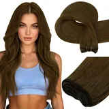 Easyouth Tressen Echthaar Extensions Dunkelbraun Tressen Echthaar Naturlich Tressen Extensions Remy Braun Echthaar Glatt 35 cm 70g #4